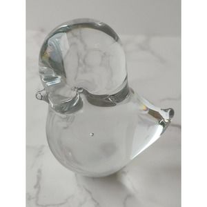 FM Konstglas Ronneby Swedish Art Glass Bird Paperweight Clear 3.5in A20